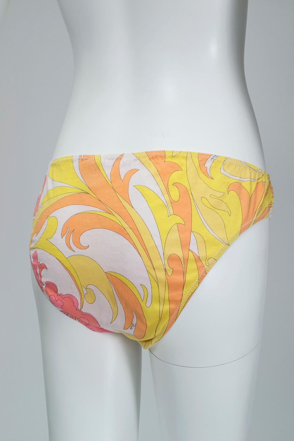 Women's Emilio Pucci Pink Yellow Psychedelic Lounge Bra and Panty Set- S-M, 21st Century For Sale