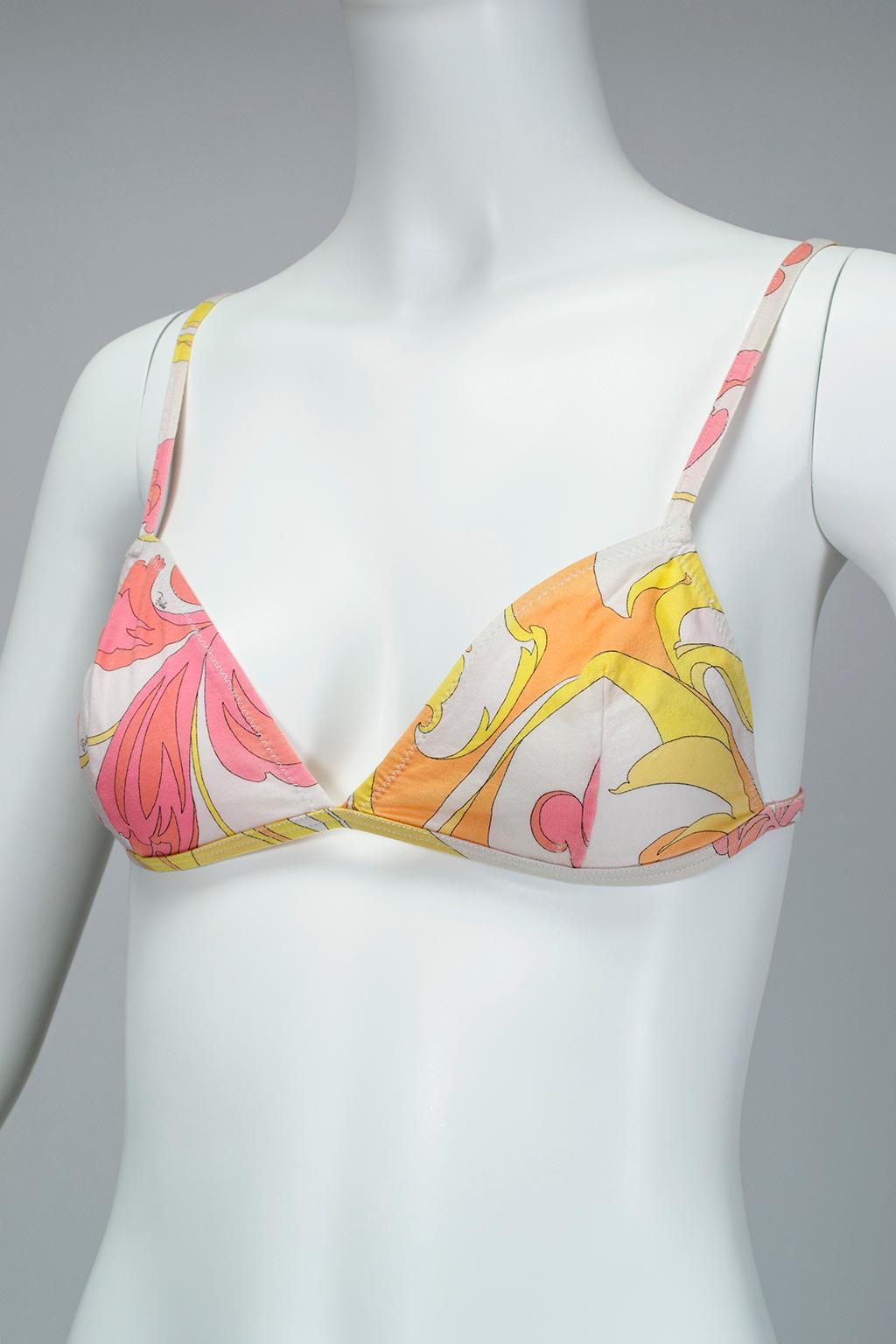 Emilio Pucci Pink Yellow Psychedelic Lounge Bra and Panty Set- S-M, 21st Century In Excellent Condition For Sale In Tucson, AZ