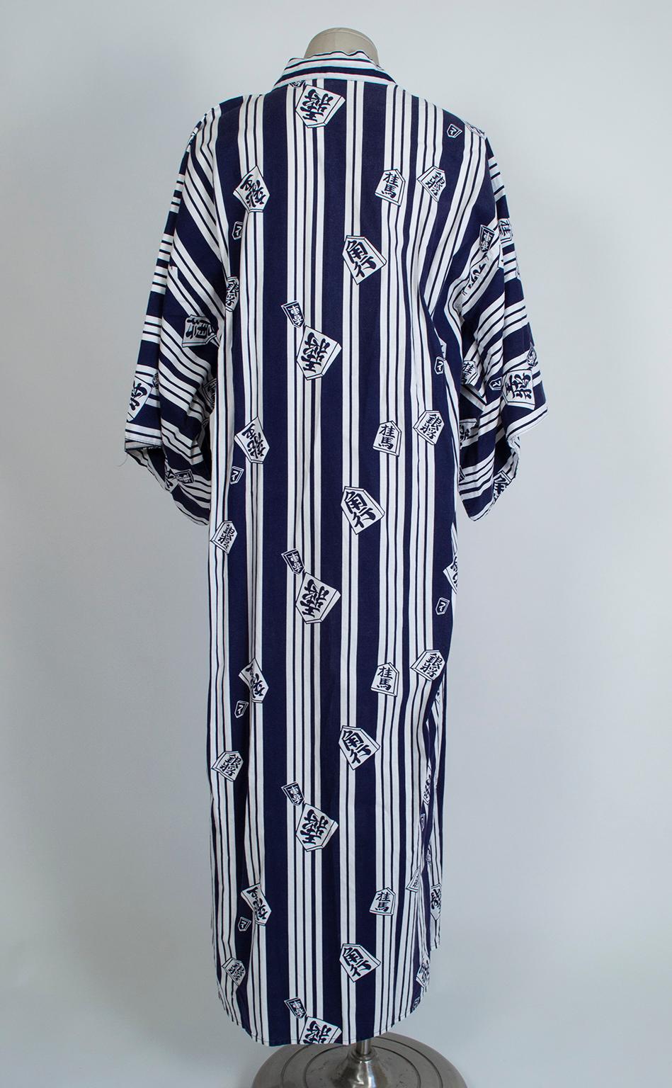 Men’s Masukyo Japanese Cotton Yukata Kimono Robe, 1970s 1