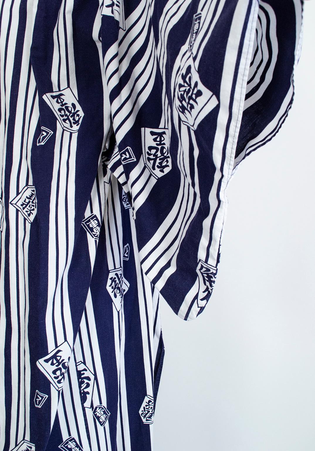 Men’s Masukyo Japanese Cotton Yukata Kimono Robe, 1970s In Good Condition In Tucson, AZ