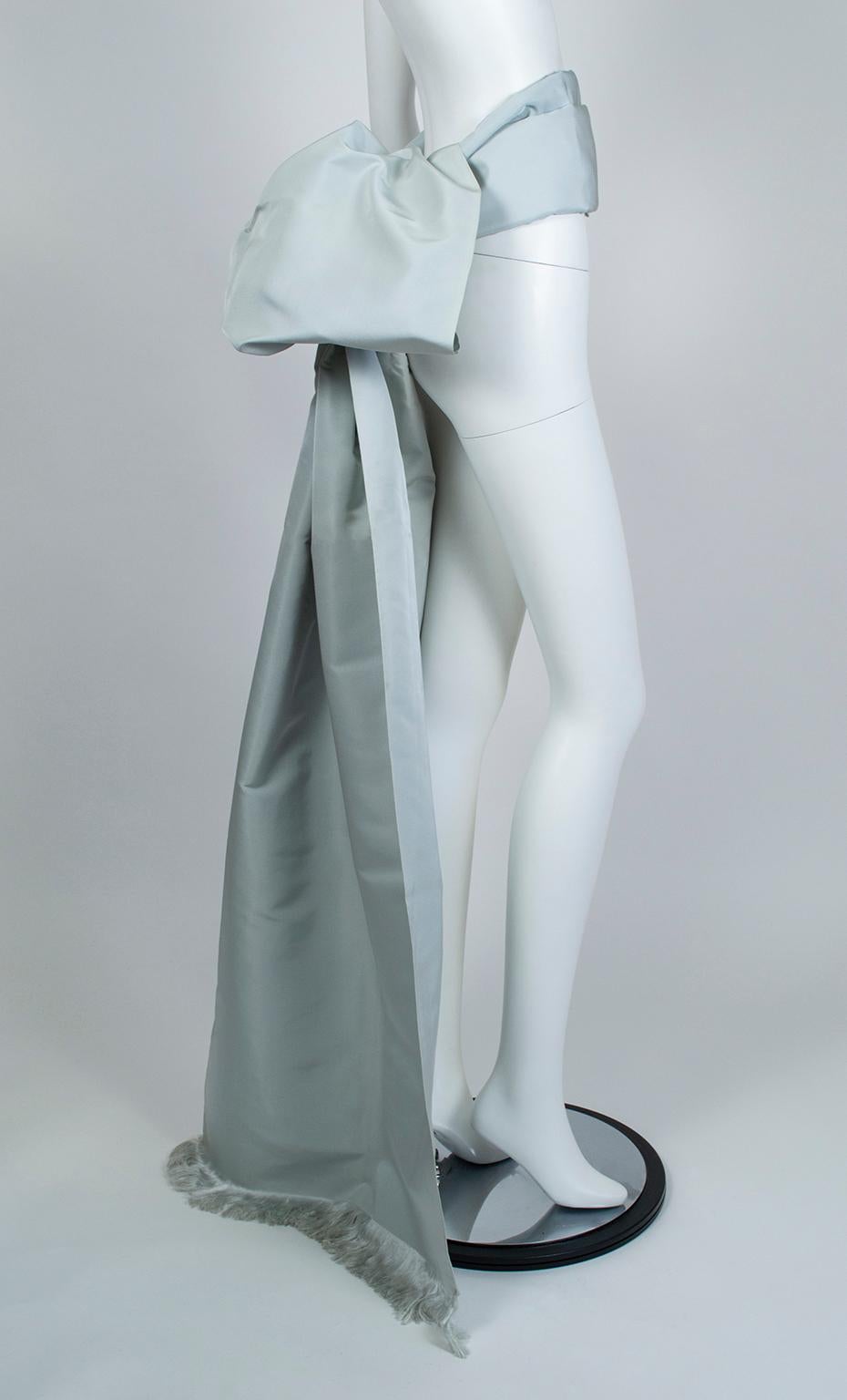 Women's Gustave Tassell Icy Blue Silk Fringed Wrap Shawl - 140