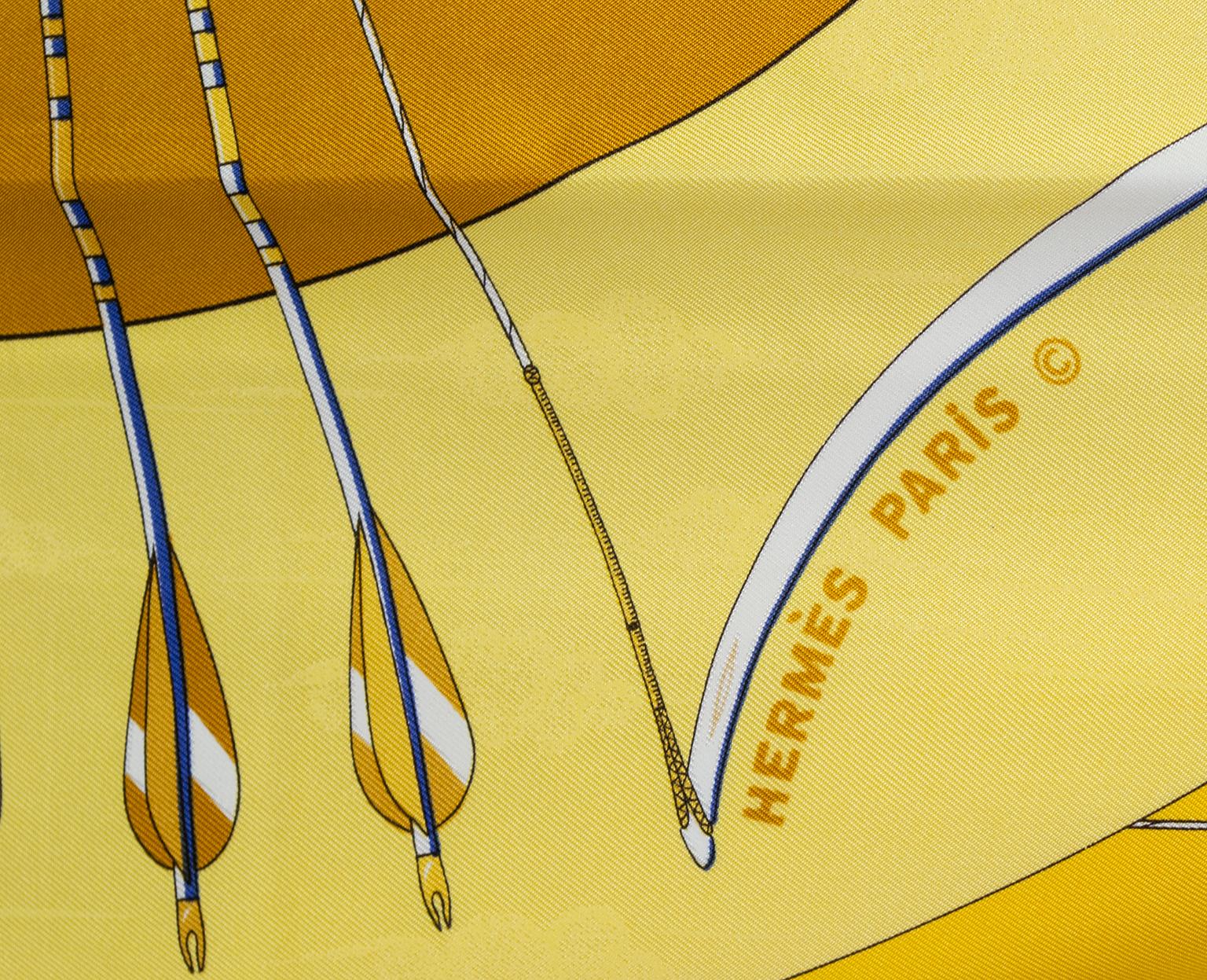 Hermès Yellow and French Blue Bullseye “Arcs en Ciel” Scarf – Julia Abadie, 1980 2