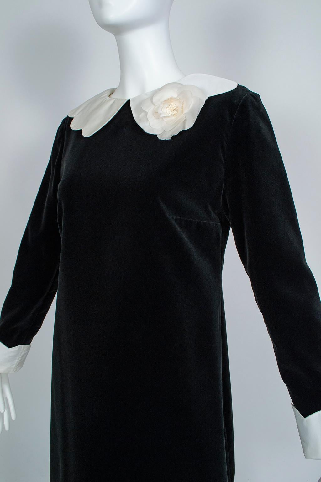 chanel black dress white collar