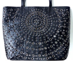 Black Rock Python Perforated and Studded Tote by Glen Arthur Designs for GabBag