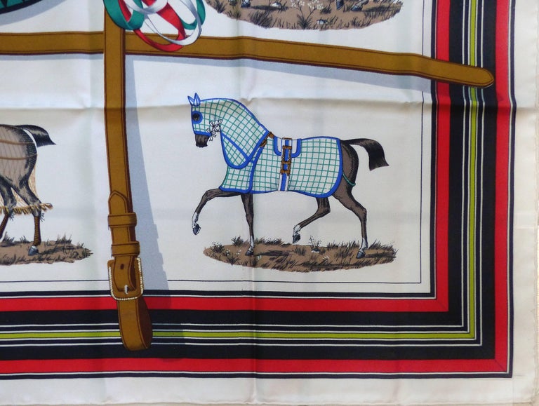 100% authentic hermes by jacques eudel large silk scarf horse