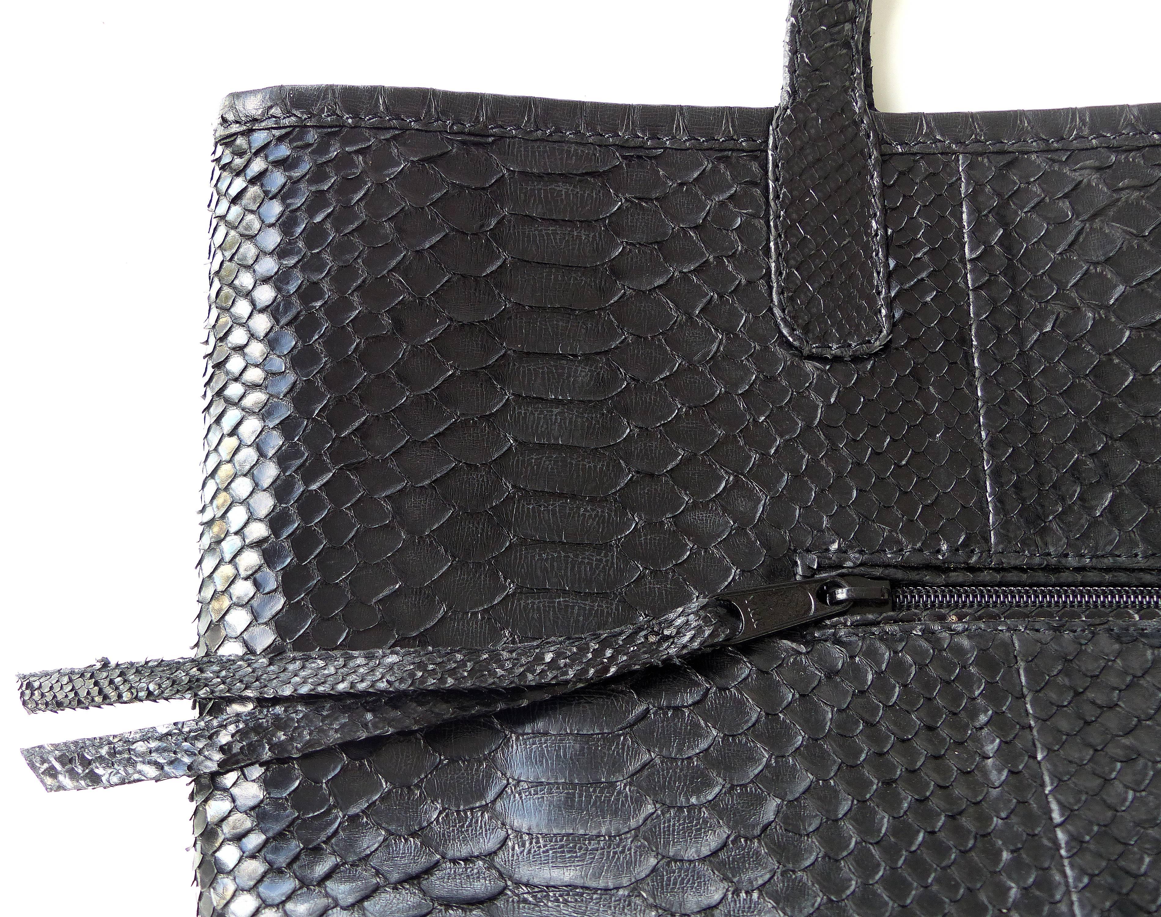 Black Rock Python Perforated and Studded Tote by Glen Arthur Designs for GabBag For Sale 3