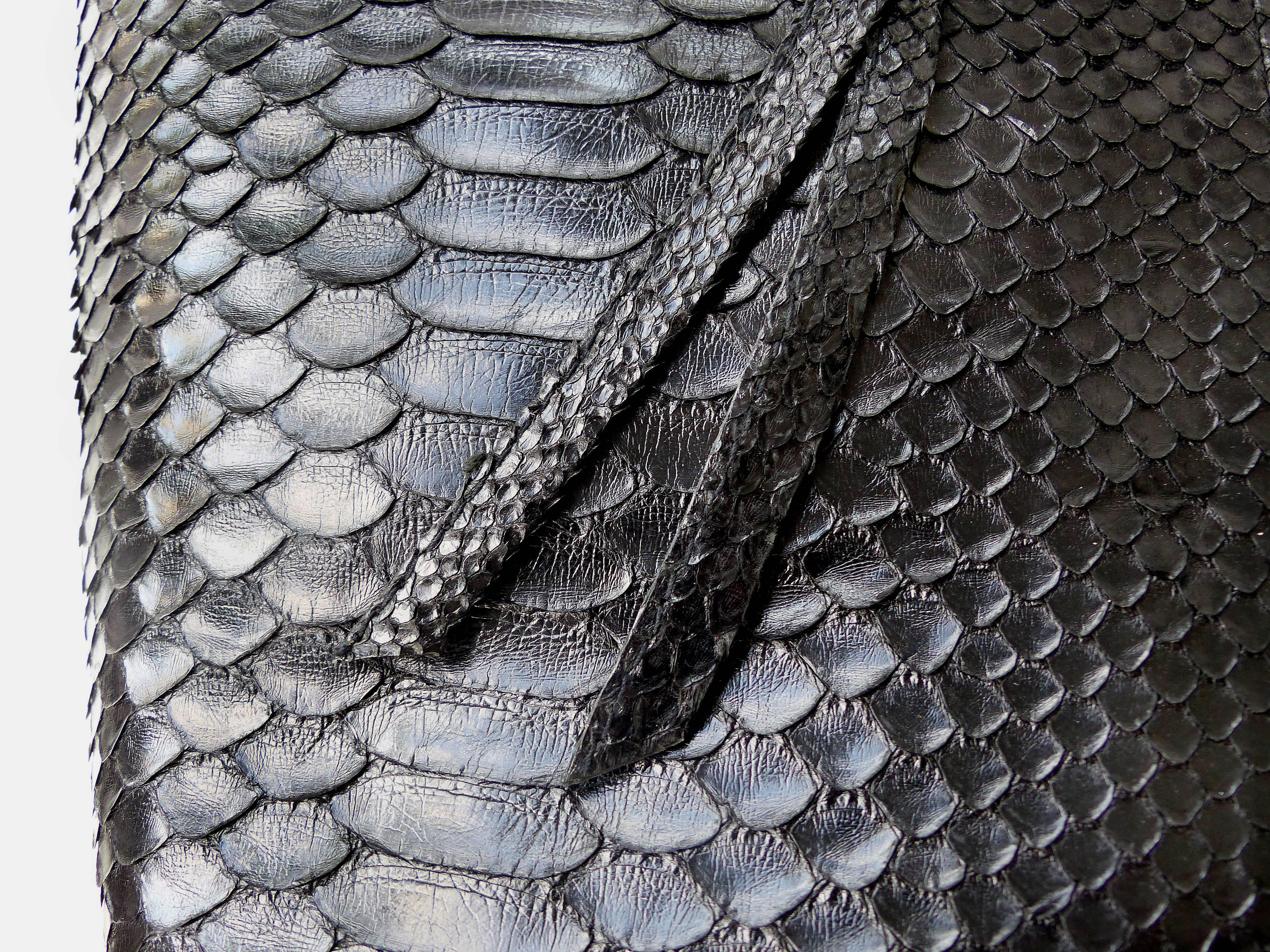 Black Rock Python Perforated and Studded Tote by Glen Arthur Designs for GabBag For Sale 4
