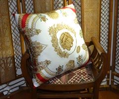 Large Vintage ‎Hermès Scarf Pillow  J.A. Badie "KOSMIMA" iwj4473-1