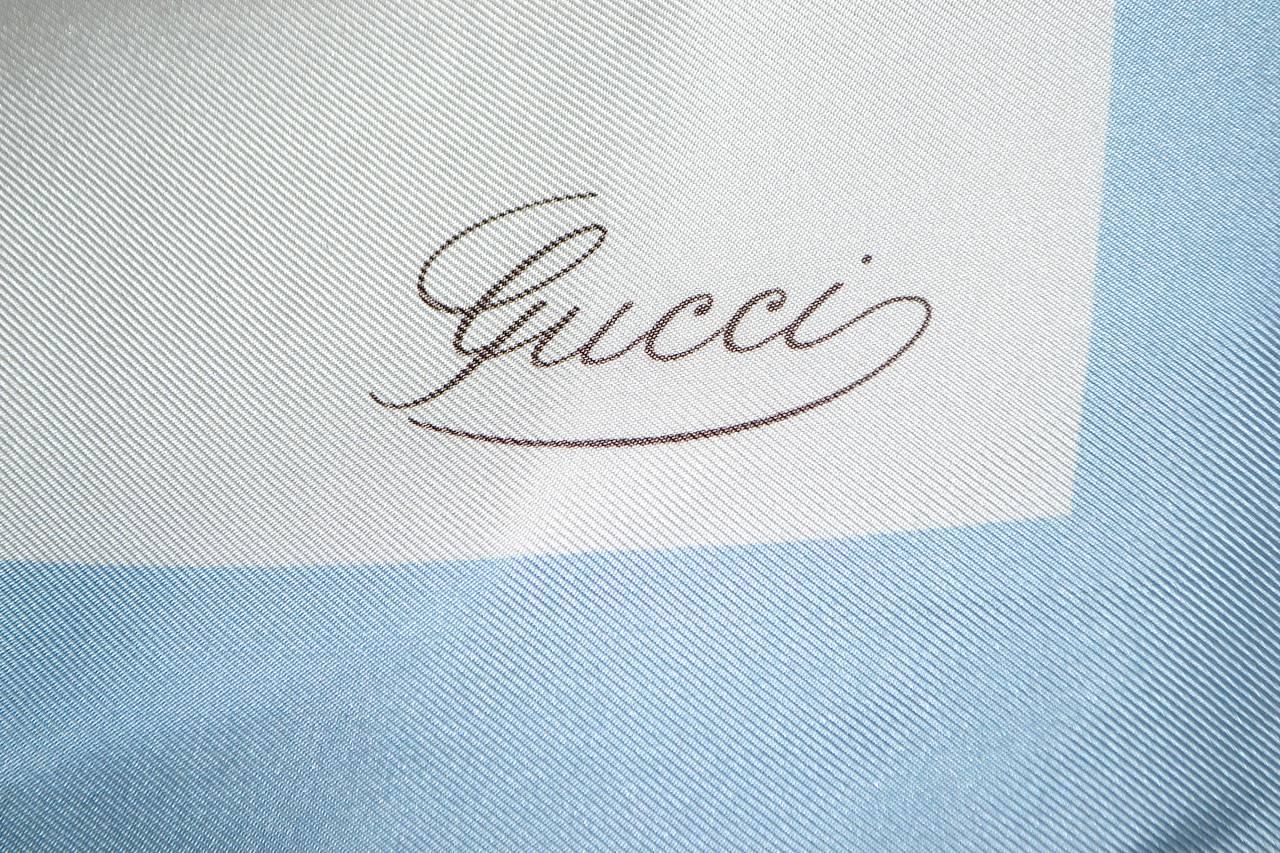 Vintage Gucci Scarf Pillow Light Blue Flowers iwj4426-1 For Sale 1