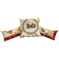 Vintage ‎Hermès Silk Scarf 3 Pillow Set "Plumes et Grelots" iwj4427-1