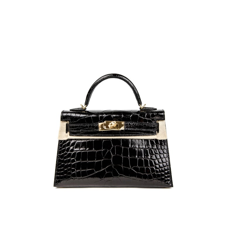 HERMÈS Shiny Porosus Croc Vintage Mini Kelly 20 shoulder bag in Black with  Diamond White Gold hardware and Gold hardware-Ginza Xiaoma – Authentic  Hermès Boutique