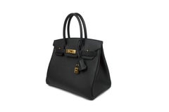 Hermes Birkin 30 Black Noir Epsom Gold Hardware GHW Stamp