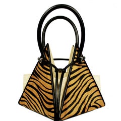 NitaSuri Lia Tiger Print Leather Pyramid Handbag