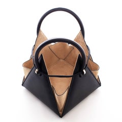 NitaSuri Lia Black Leather Pyramid Handbag