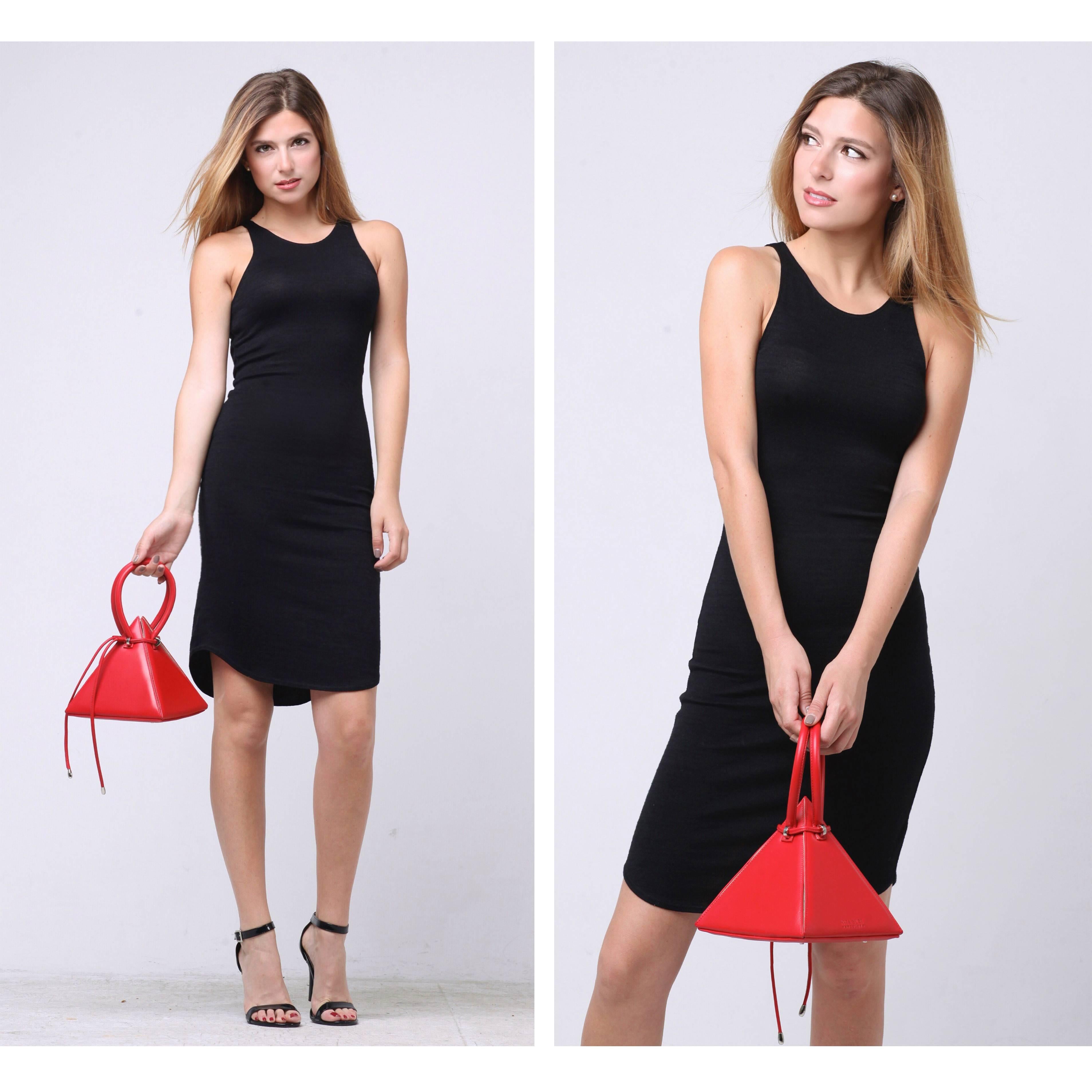 NitaSuri Lia Red Leather Pyramid Handbag For Sale 1