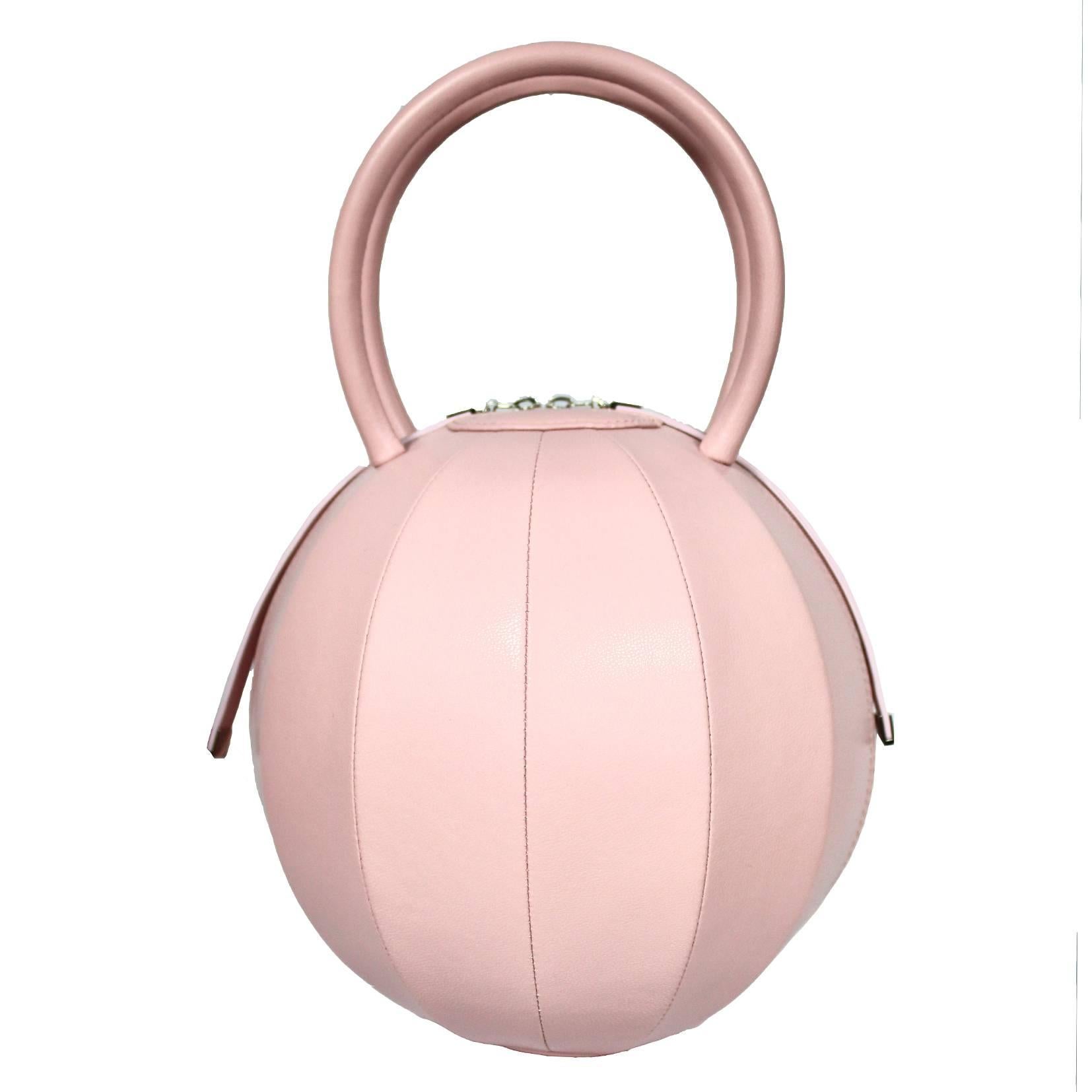 NitaSuri Pilo Pink Leather Sphere Handbag For Sale