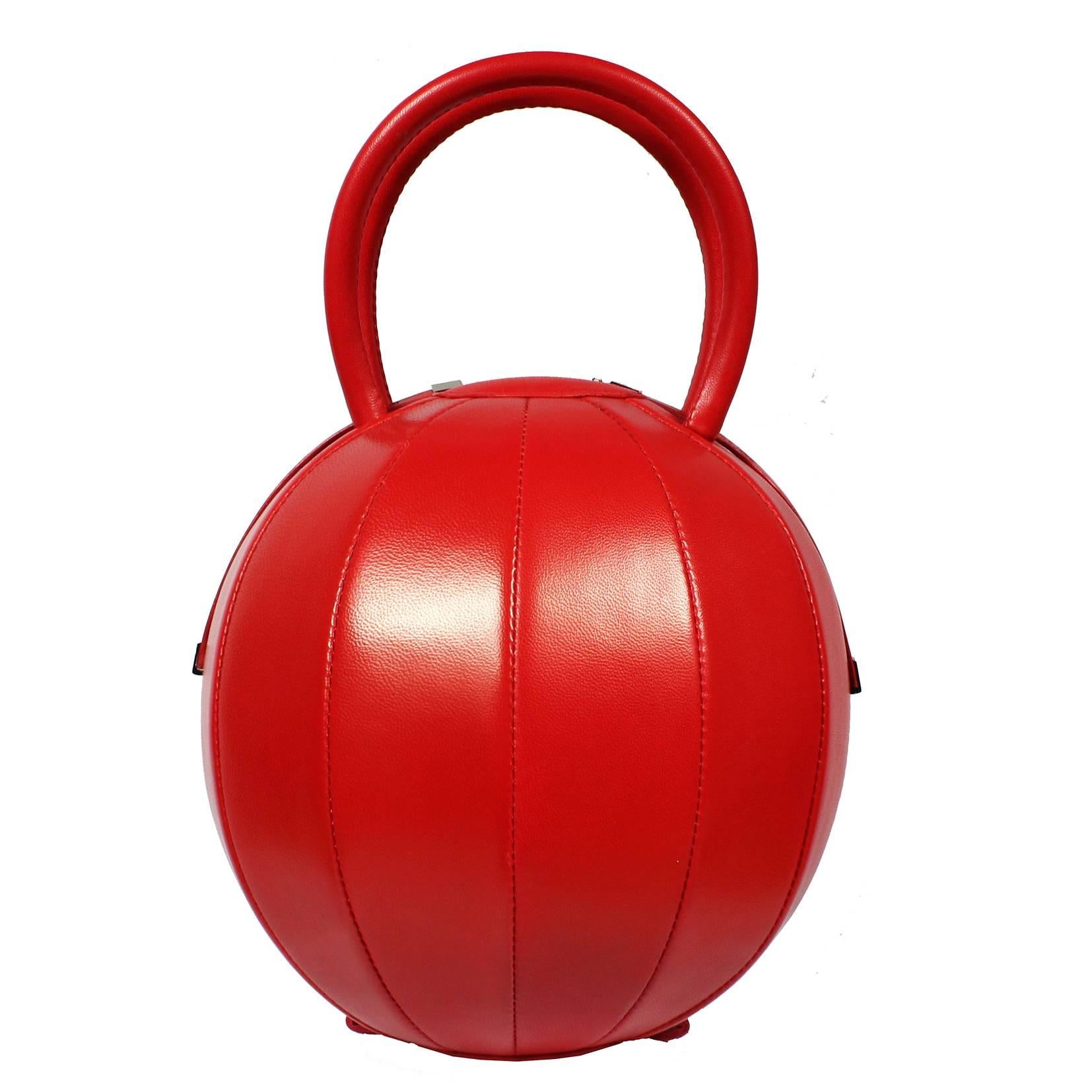 NitaSuri Pilo Red Leather Sphere Handbag For Sale
