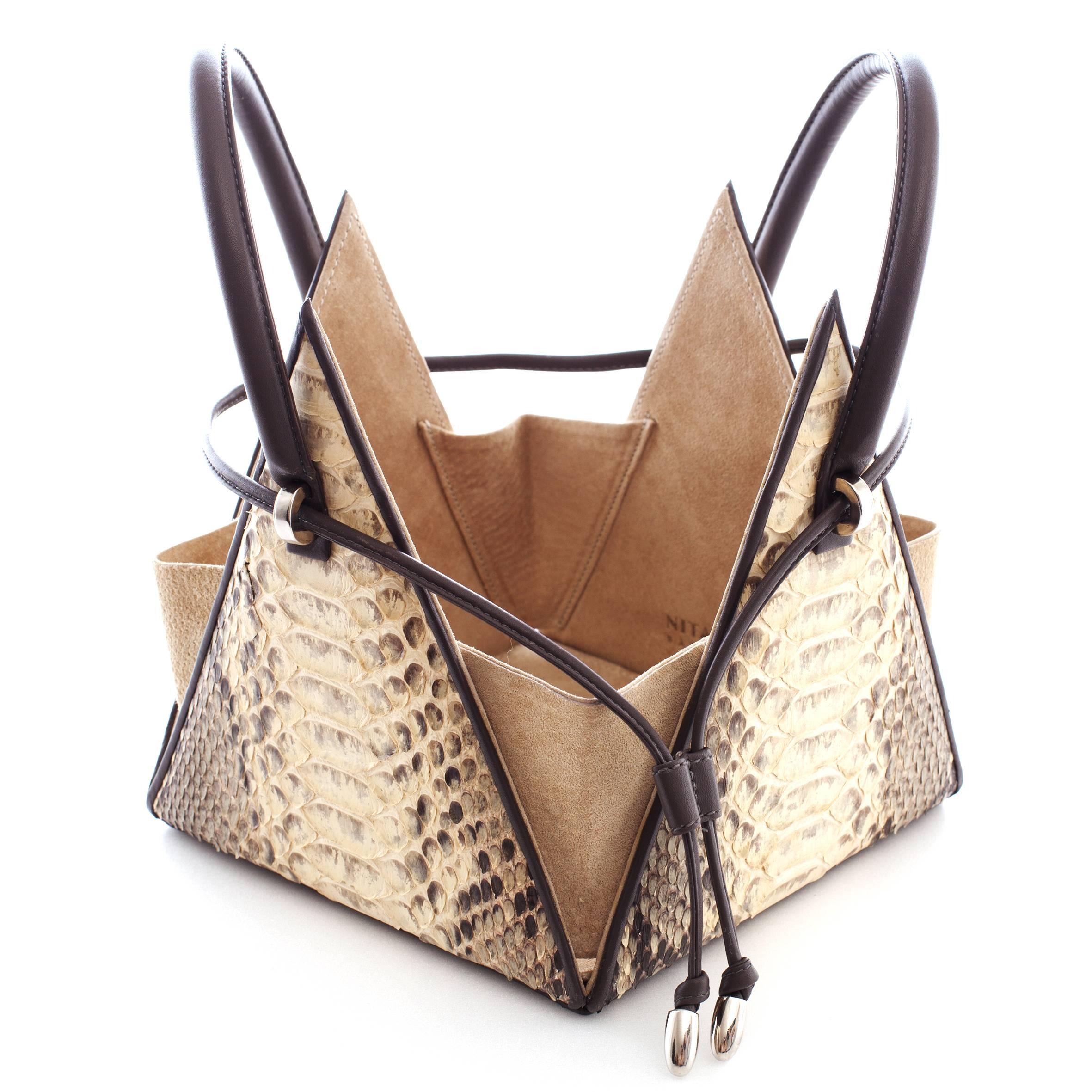 Women's NitaSuri Lia Python Pyramid Handbag For Sale