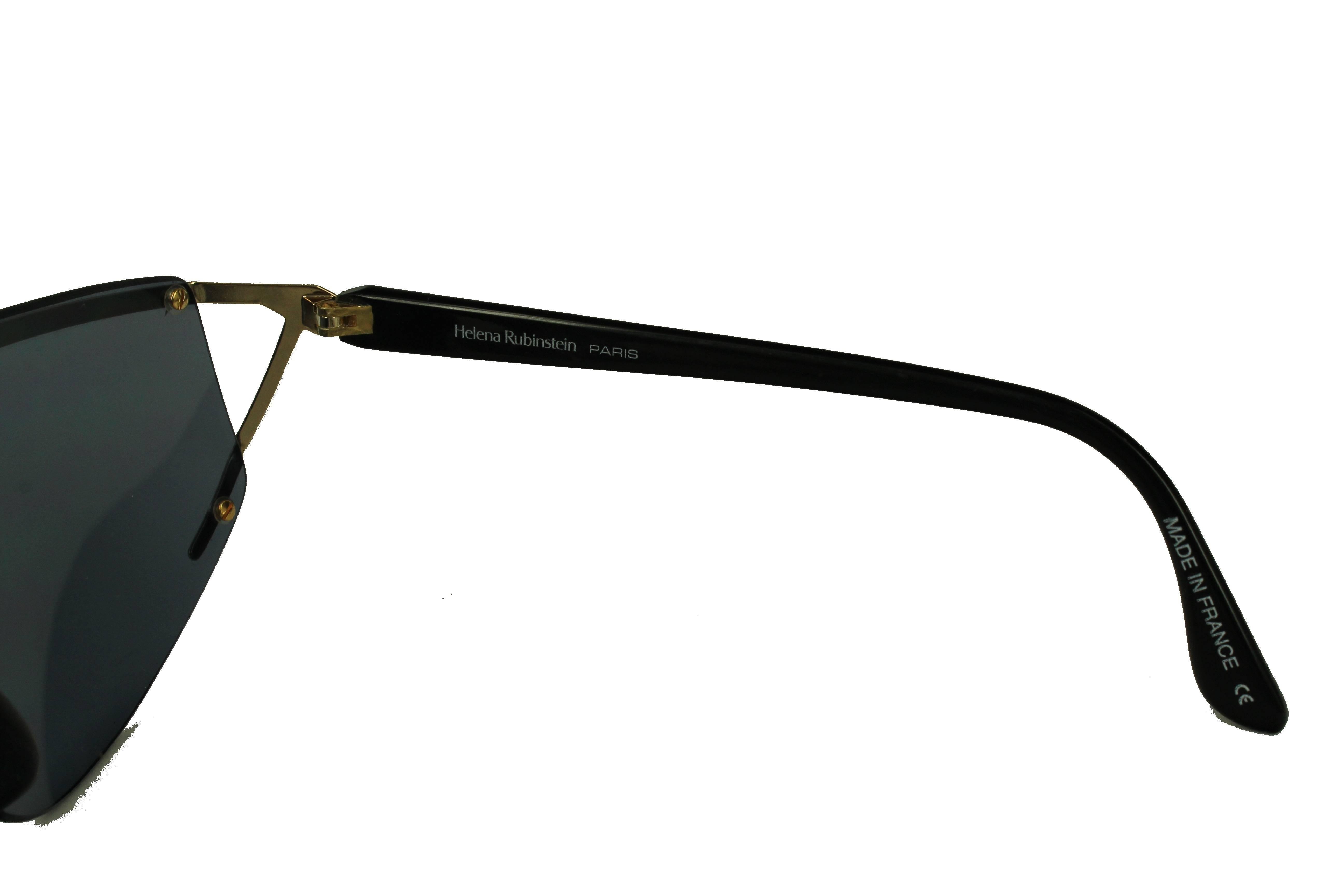 Lunettes De Soleil Vintage Helena Rubinstein - Or Avec Accents Rouges, Verres Gris - France, Années 80 - 100% UV