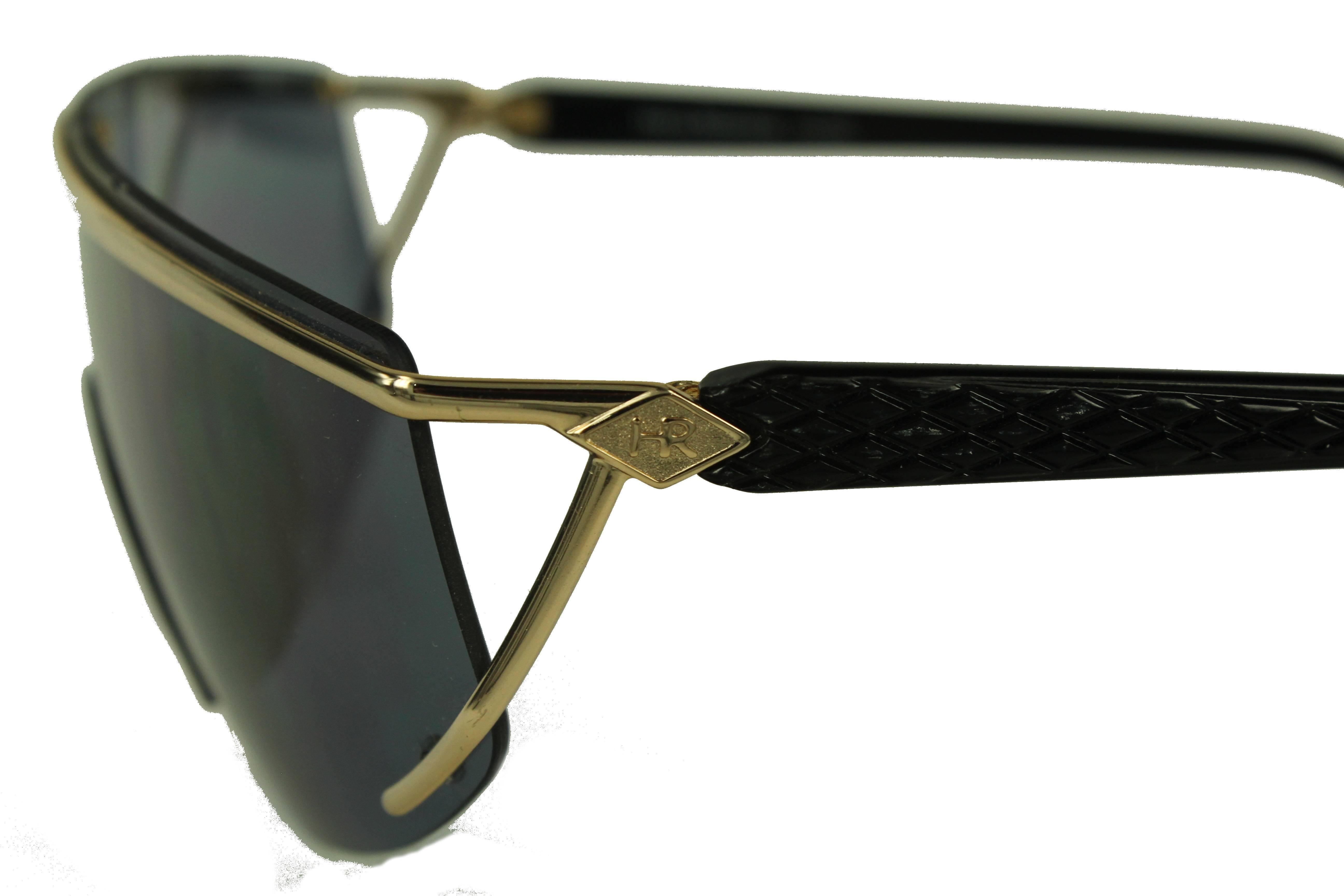 Lunettes De Soleil Vintage Helena Rubinstein Années 80 - Monture Or/rouge, Verres Gris - Neuf Sans étiquette
