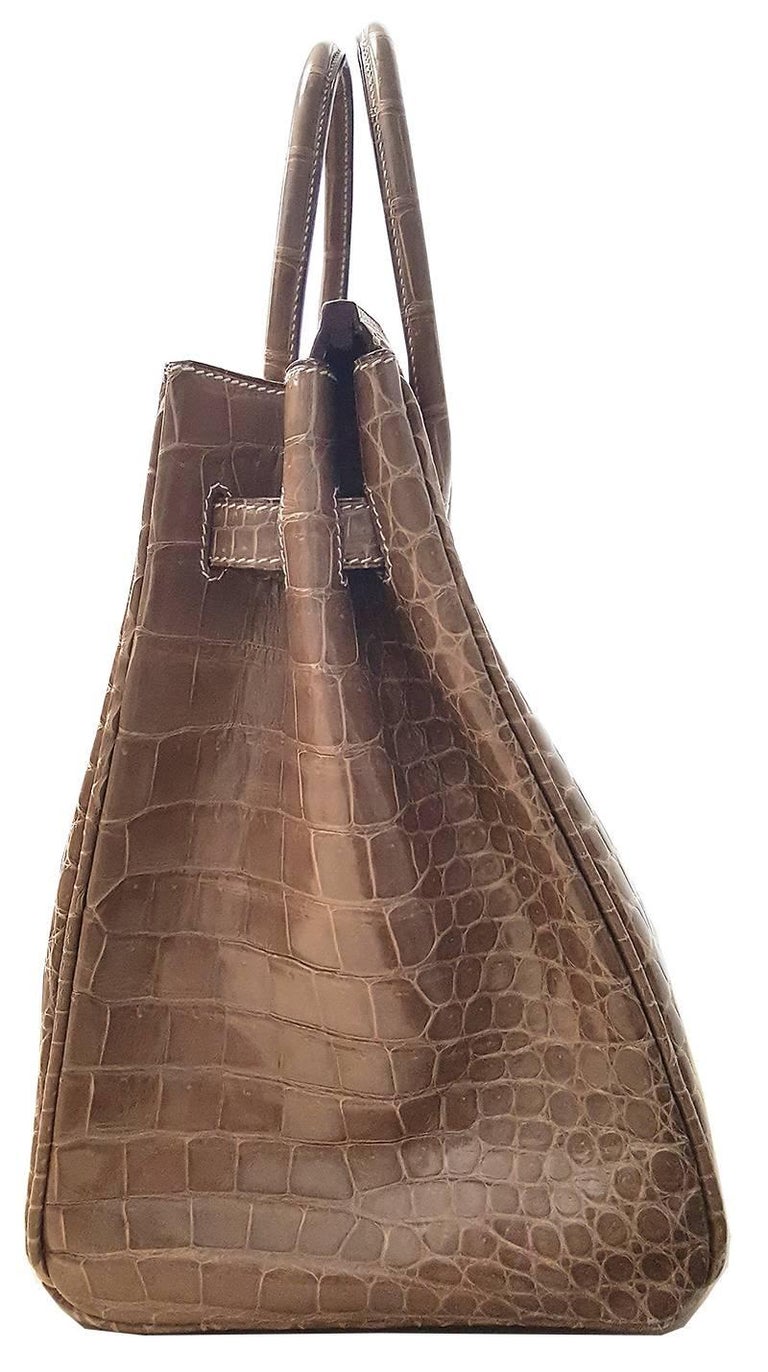 HERMES 35cm Poussiere Porosus Birkin Bag For Sale at 1stdibs