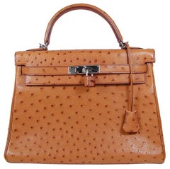 Hermès - Sac Kelly 32 cm en autruche