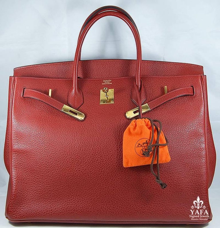 Hermes 40cm Red Birkin Bag For Sale at 1stdibs