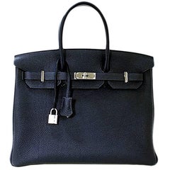 HERMES 35cm Navy Blue Birkin Bag