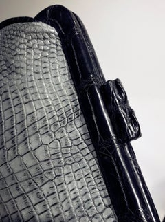 Ana Switzerland Crocodile Grey Clutch 9 inches frame.