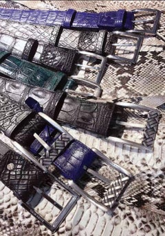 Crocodile belt for men with 4 cm Made in Italy buckle