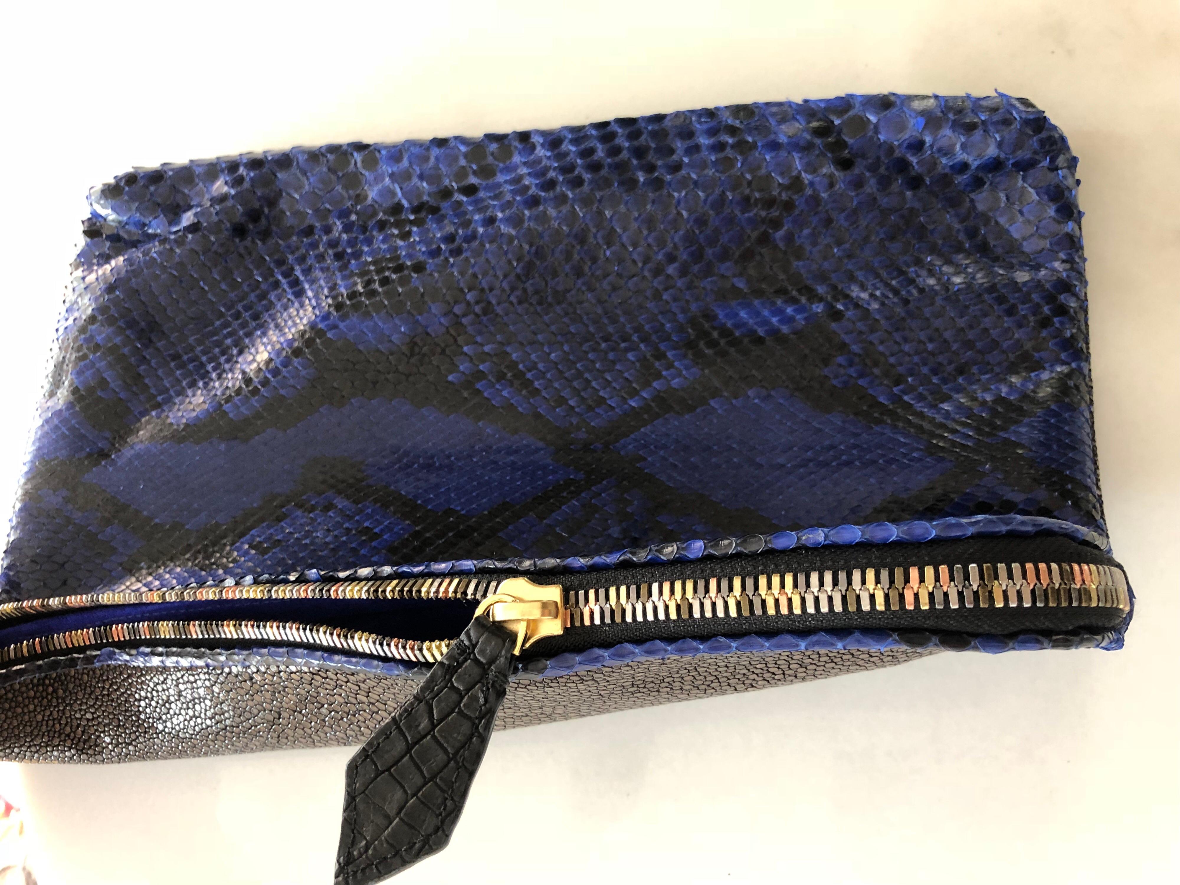 Ana Python and Stingray Clutch Bag  In New Condition For Sale In Lugano, CH