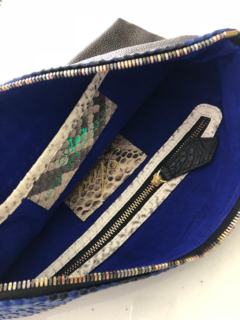 Ana Python Ana Python and Stingray Clutch Bag For Sale at 1stDibs