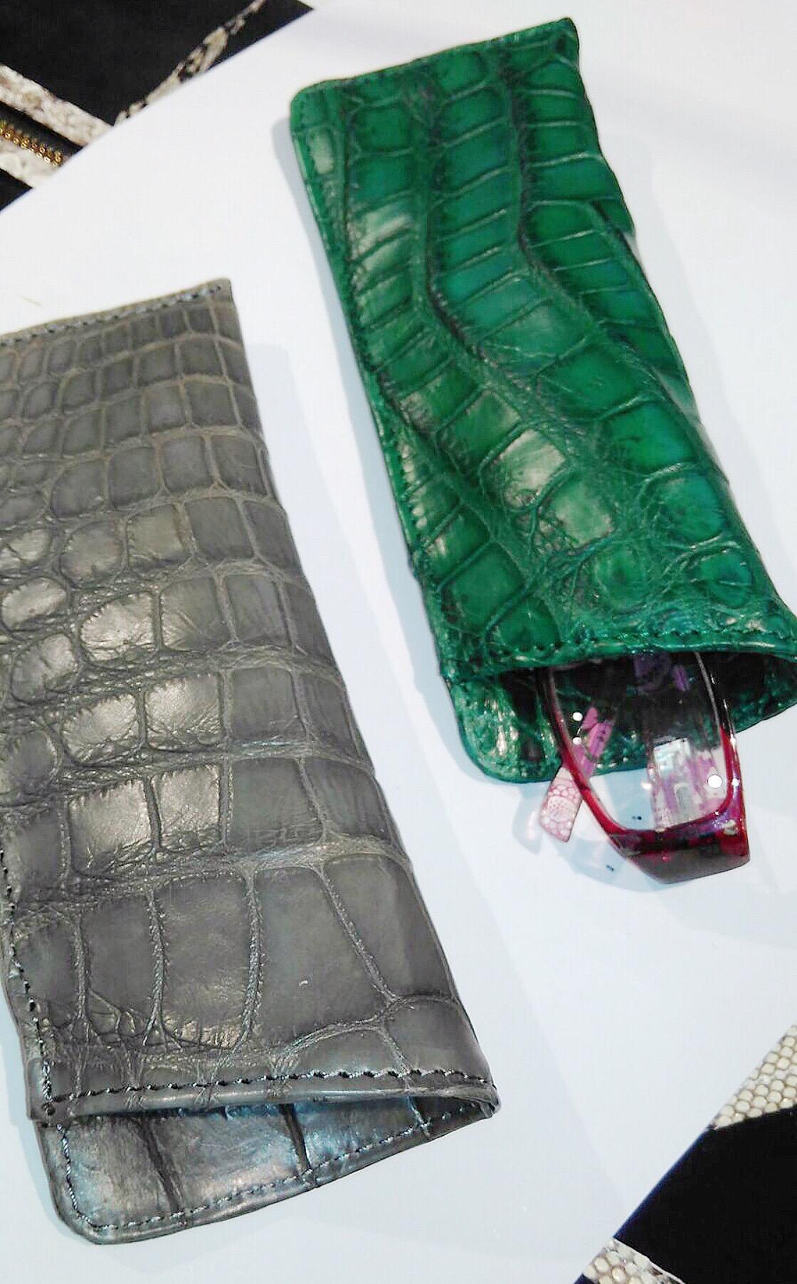 Ana Switzerland Design Crocodile and Ostrich Eyeglasses Case.