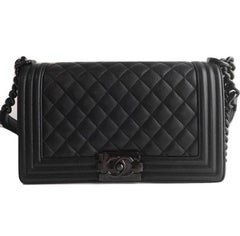 Chanel Medium Quilted Caviar Leather So Black Boy Bag 
