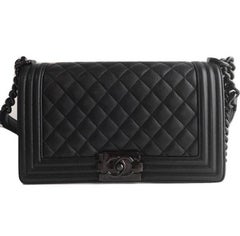 Chanel Medium Quilted Caviar Leather So Black Boy Bag
