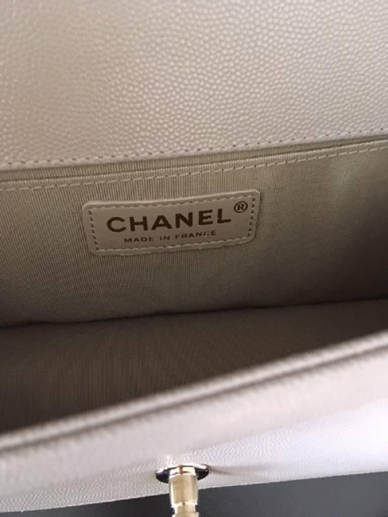 Chanel Medium Dark Beige Boy Bag in Caviar Leather  In New Condition In Melbourne, AU