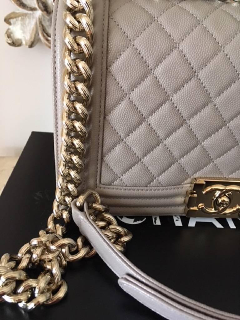 Chanel Medium Dark Beige Boy Bag in Caviar Leather  1