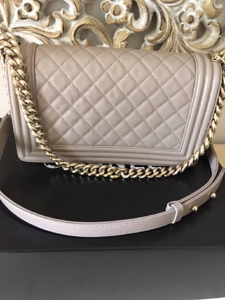 Chanel Medium Dark Beige Boy Bag in Caviar Leather  3