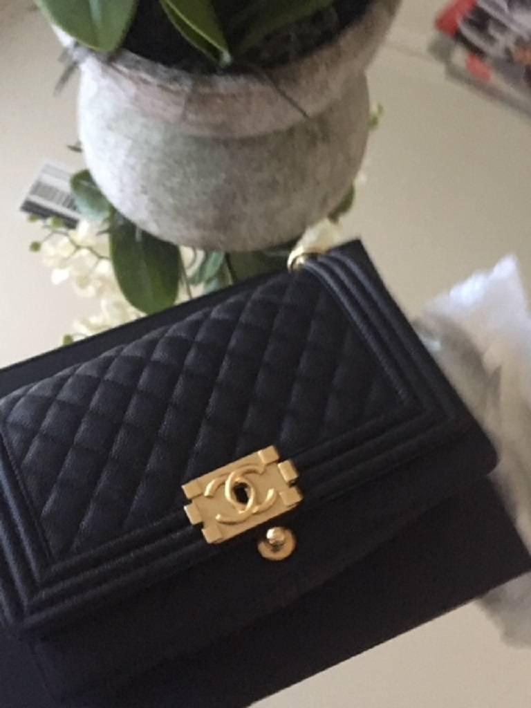 Chanel Medium Boy Bag in Quilted Caviar Leather.  For Sale 14