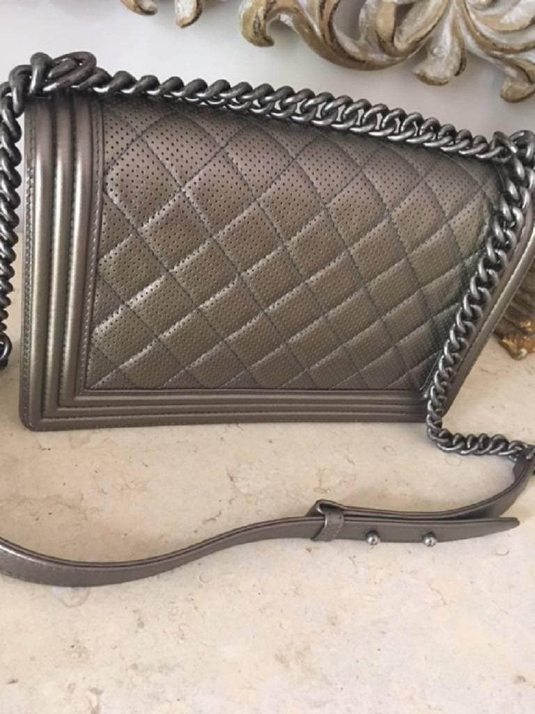 Chanel New Medium Metallic Bronze Boy Bag  For Sale 1