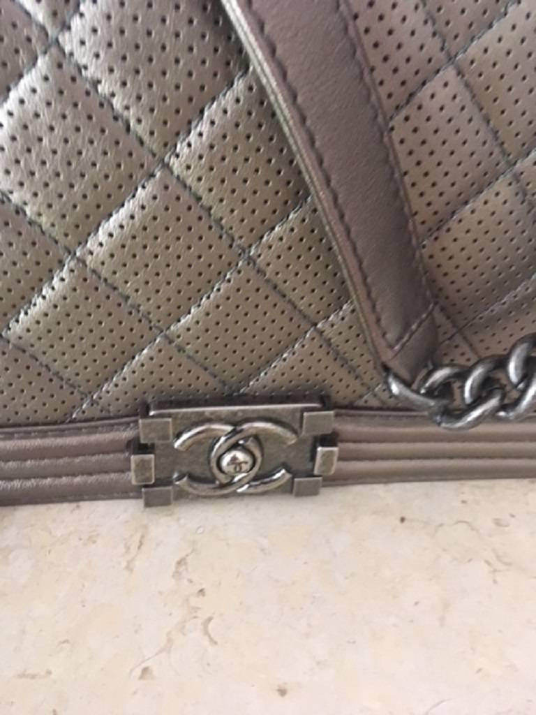 Gray Chanel New Medium Metallic Bronze Boy Bag  For Sale