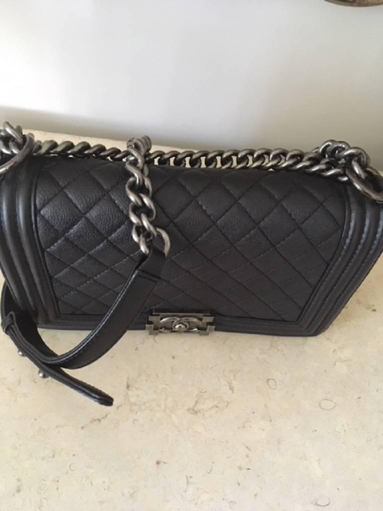 Chanel Medium Boy Bag in Goatskin Leather  For Sale 1