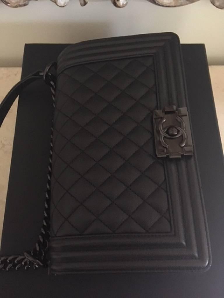 Chanel Medium Quilted Caviar Leather So Black Boy Bag In New Condition In Melbourne, AU