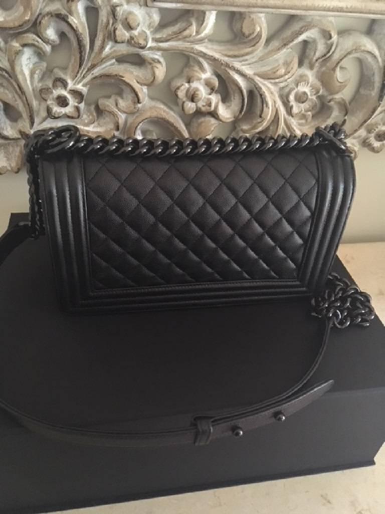 Chanel Medium Quilted Caviar Leather So Black Boy Bag 2