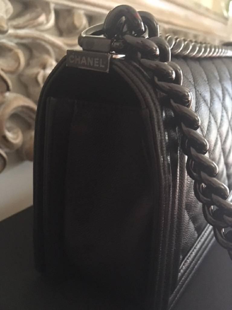 Chanel Medium Quilted Caviar Leather So Black Boy Bag 3
