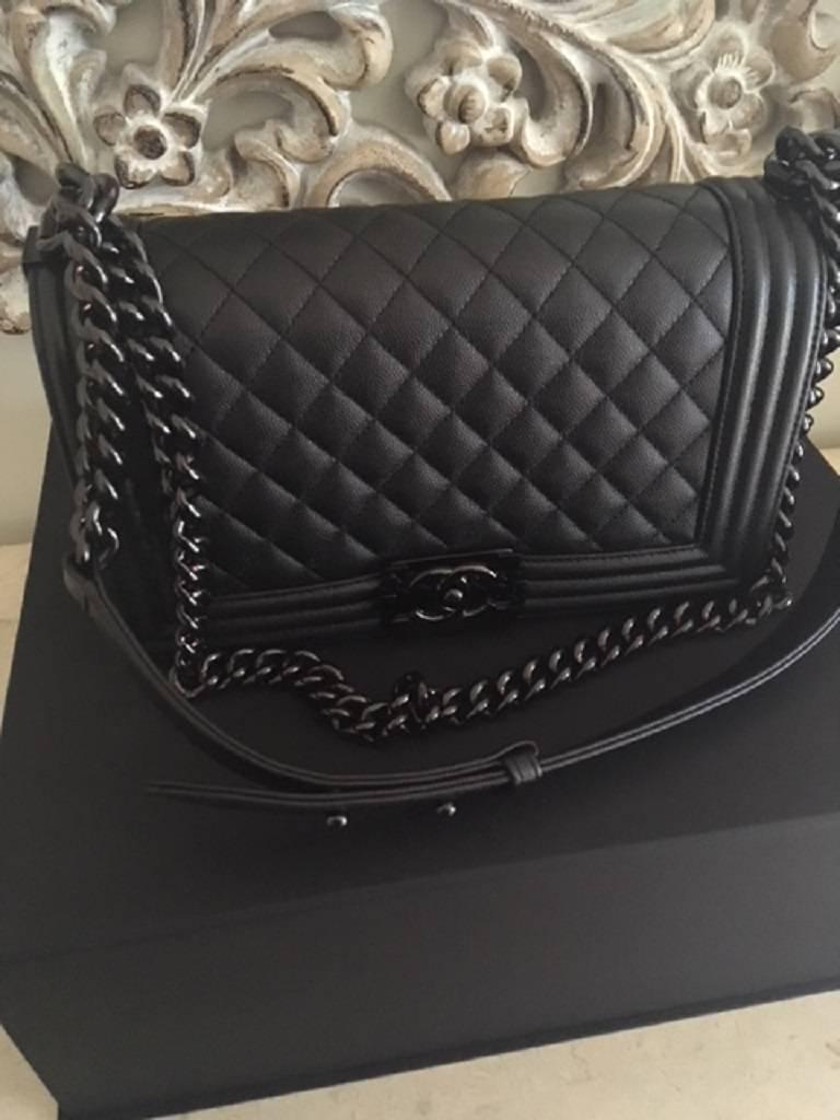 Chanel Medium Quilted Caviar Leather So Black Boy Bag 4