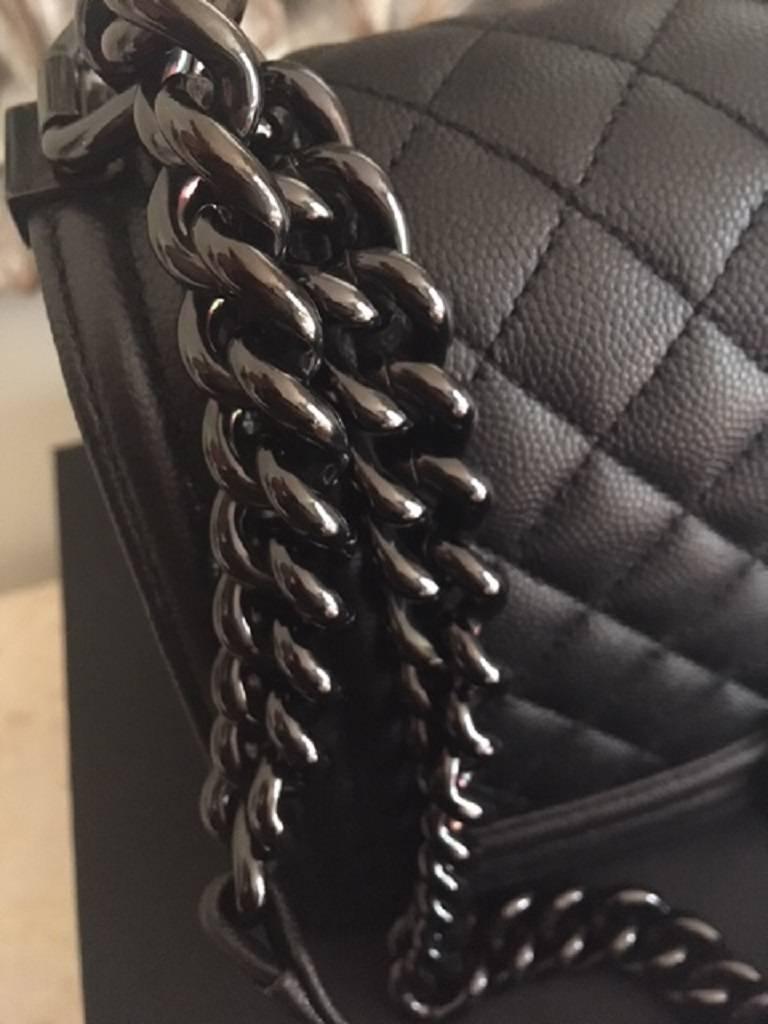 Chanel Medium Quilted Caviar Leather So Black Boy Bag 5
