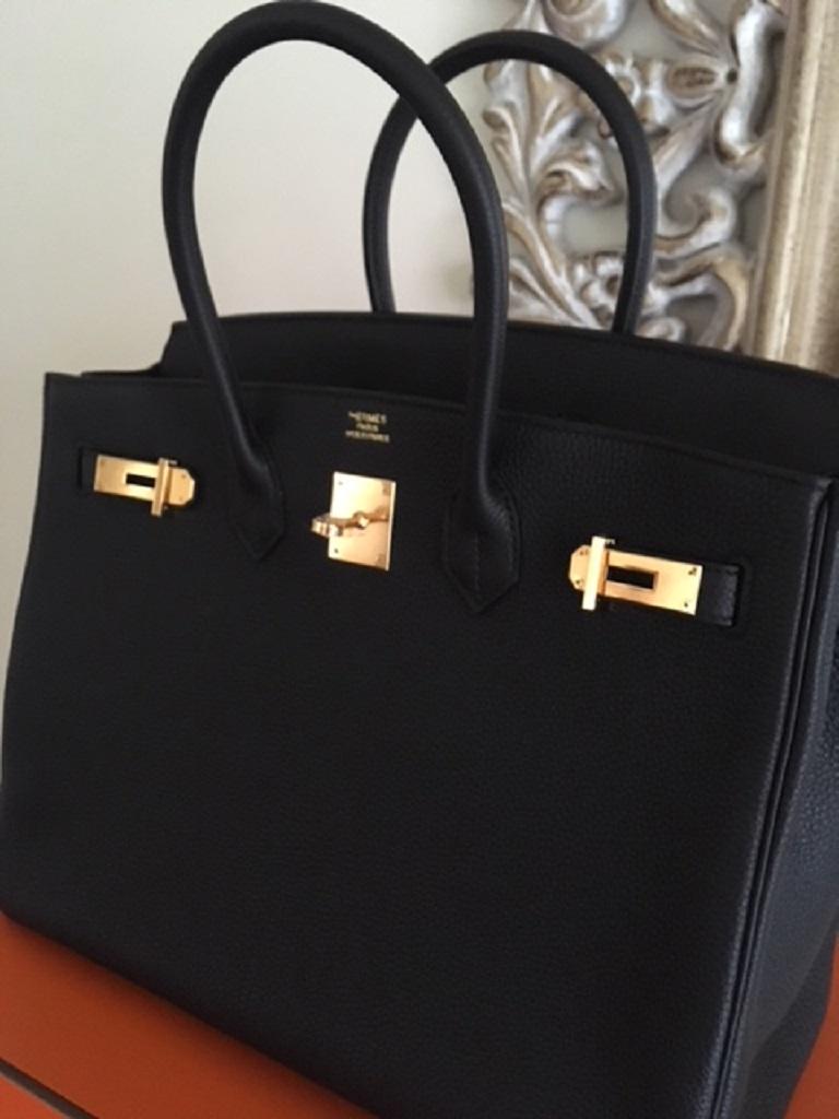 Hermes 2018 Brand New Birkin 35 with TOGO leather in Black with Gold Hardware For Sale 8
