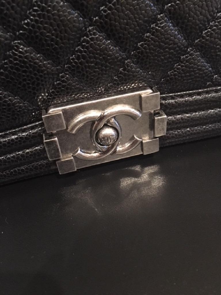 Women's or Men's Chanel BRAND NEW Caviar Boy Bag - New Medium size with Ruthenium Hardware  For Sale