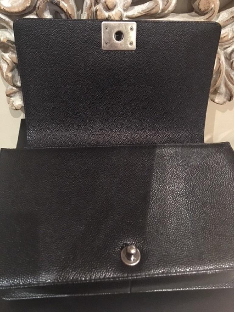 Chanel BRAND NEW Caviar Boy Bag - New Medium size with Ruthenium Hardware  For Sale 7